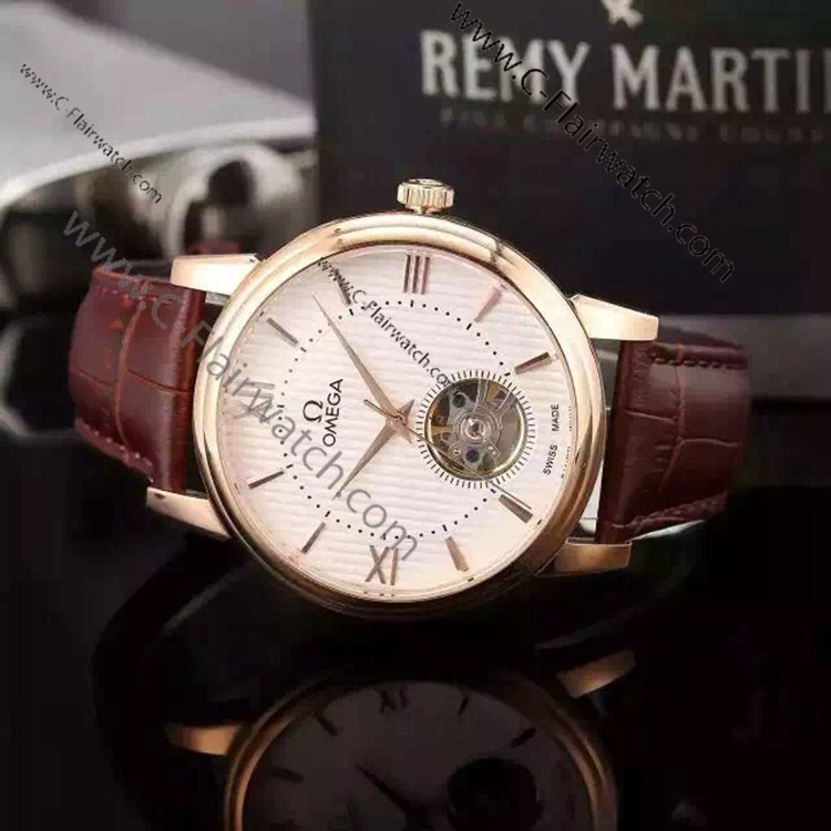 Replica Omega Toubillon Mens Leather Watch 004
